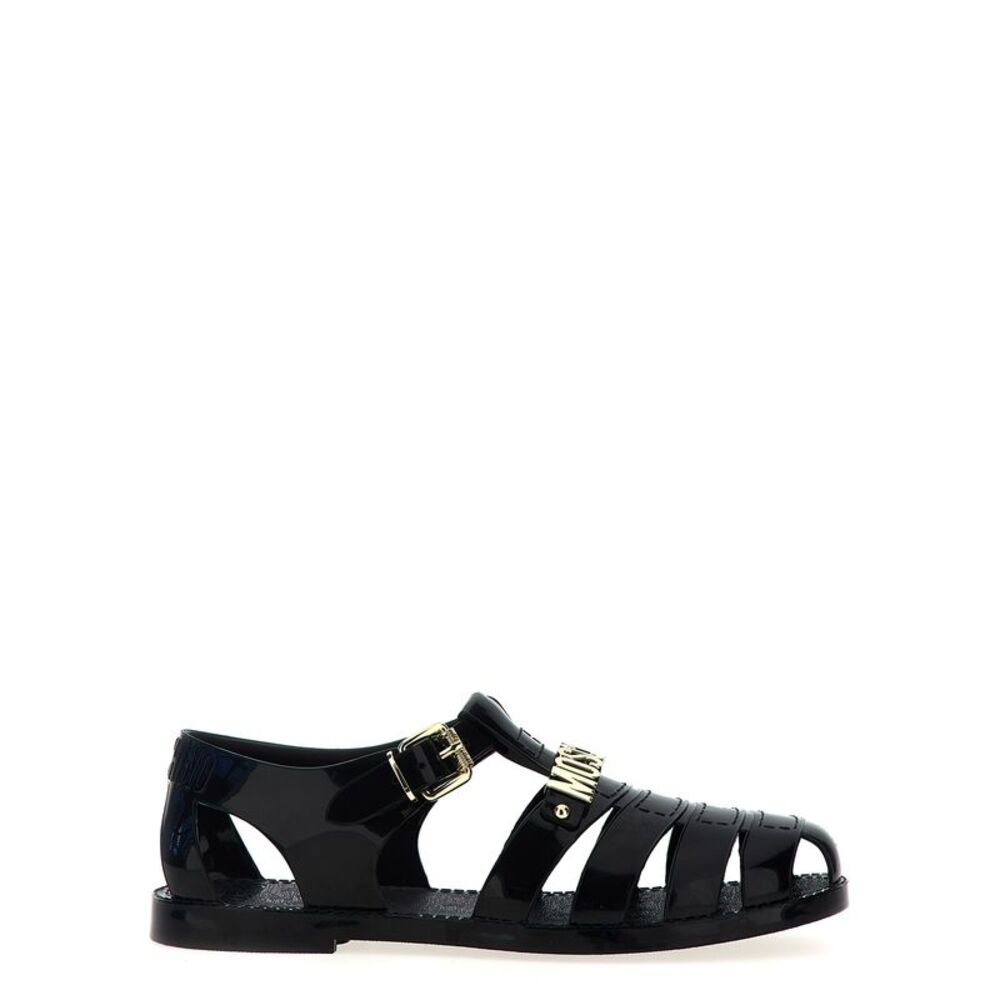 Moschino Black Pvc Flat Men's Sandals